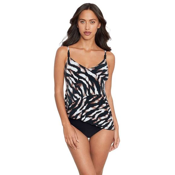 MagicSuit Women's Swimwear Zimbabwe Soft Cup Tankini Top Black Size 12 14406